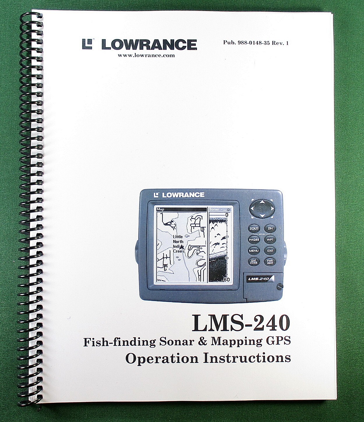 Lowrance LMS-240 Instruction Manual: 192 Pages & Protective Covers
