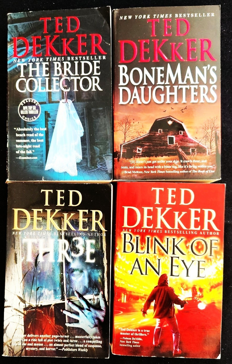 Ted Dekker~Lot 4 Horror /Suspense PB~Thr3e~Bride Collector~Blink of an Eye~LN/VG