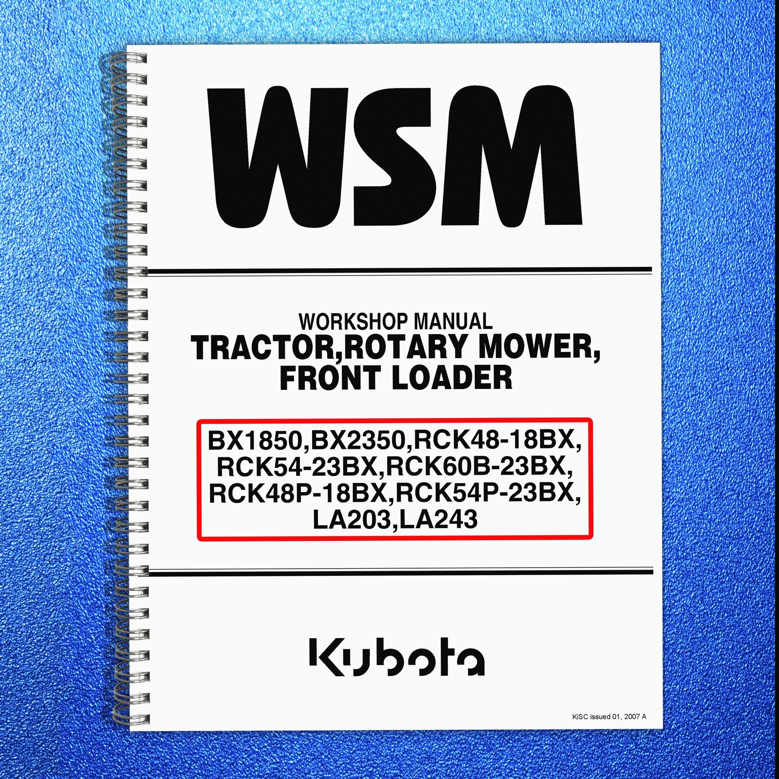 KUBOTA TRACTOR BX1850 BX2350 WORKSHOP MANUAL SECURED, COVERED – XL FOLDOUT PAGES