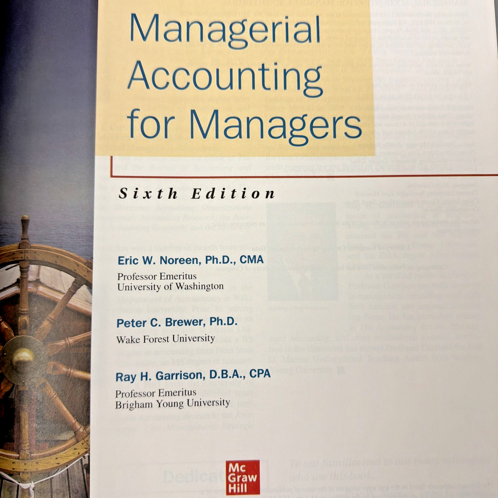 Managerial Accounting for Managers – Hardcover by Noreen, Eric Brewer – VG
