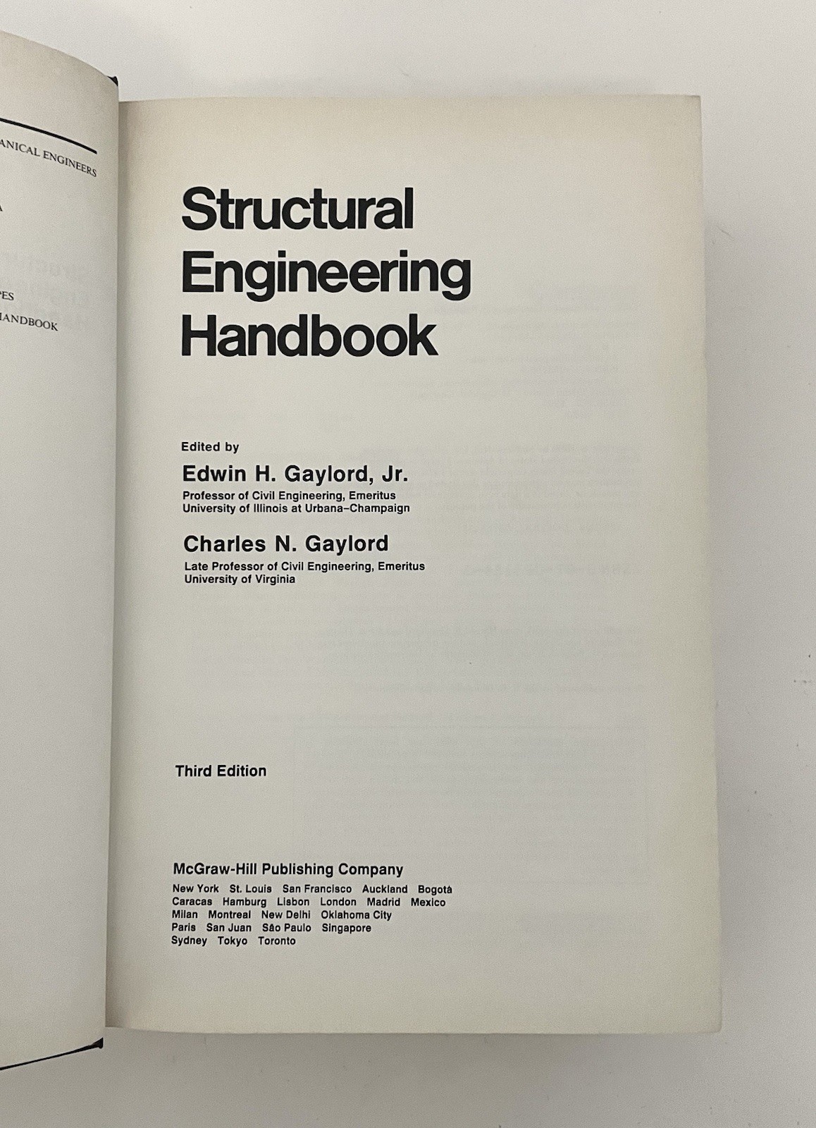 Structural Engineering Handbook by Edwin H. Gaylord Third Edition Hardcover