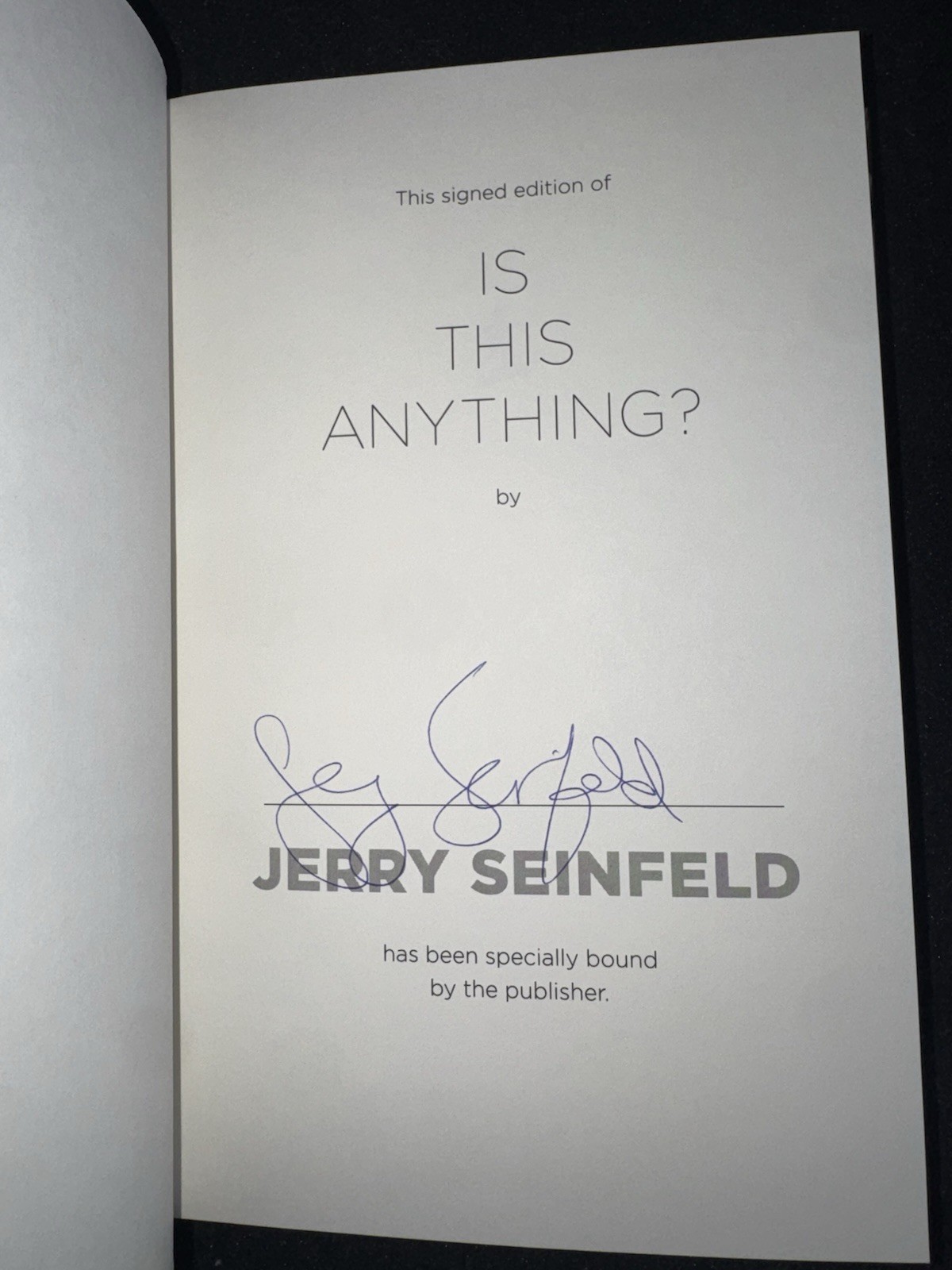 Jerry Seinfeld – Is This Anything? – Signed First Edition