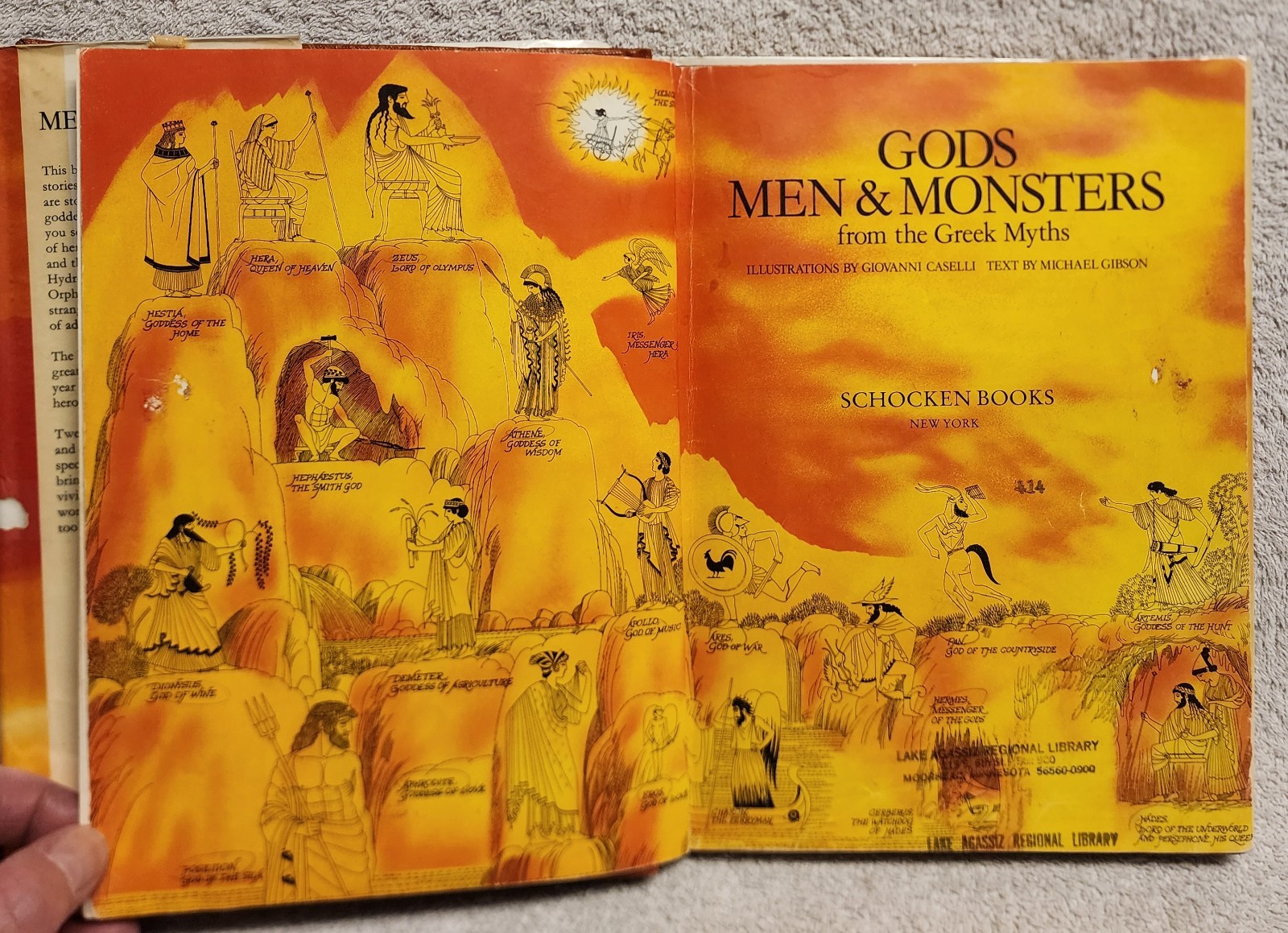Gods Men and Monsters from Greek Myths by Michael Gibson 1st Ed 1977 HCDJ ex lib