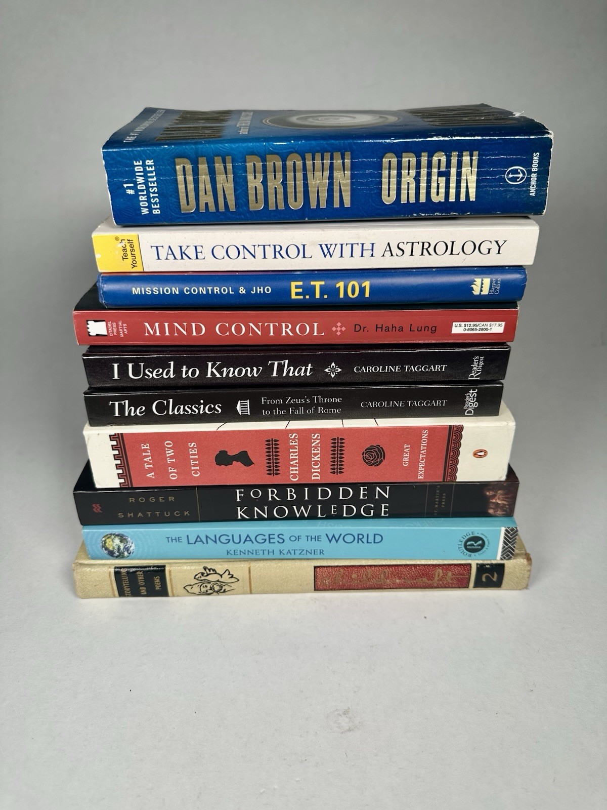 Assorted Books Lot of 10 Fiction Astrology History Language Dan Brown
