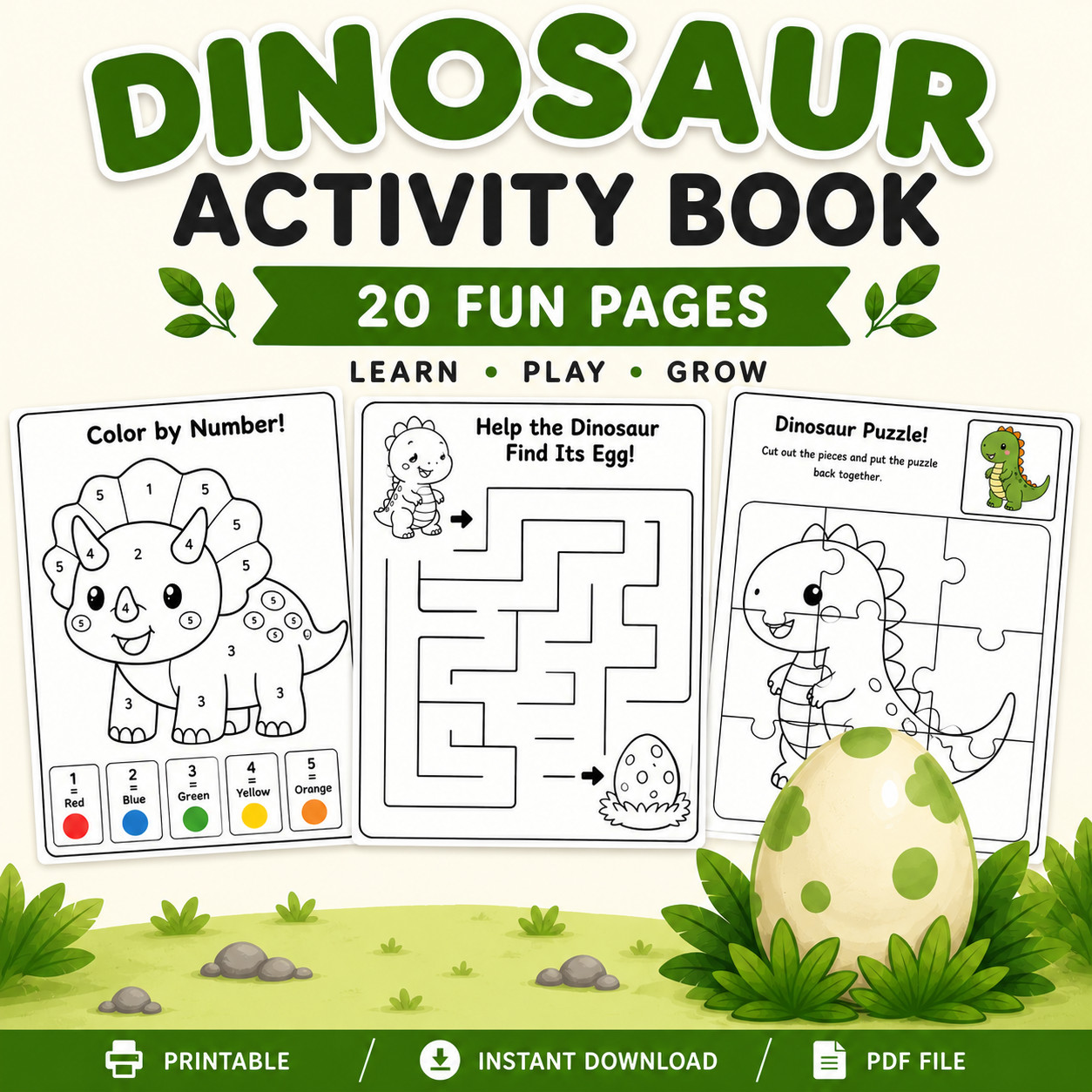 DIGITAL CONTENT- 2025 Merrick Dinosaur 20 Page Activity Book – PRINTABLE