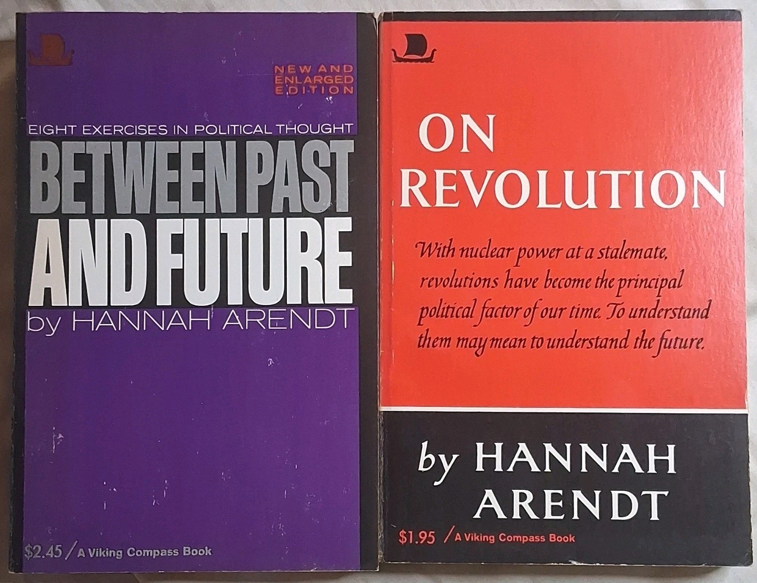 HANNAH ARENDT Between Past & Future & On Revolution 2 Viking Press PB 1971-73