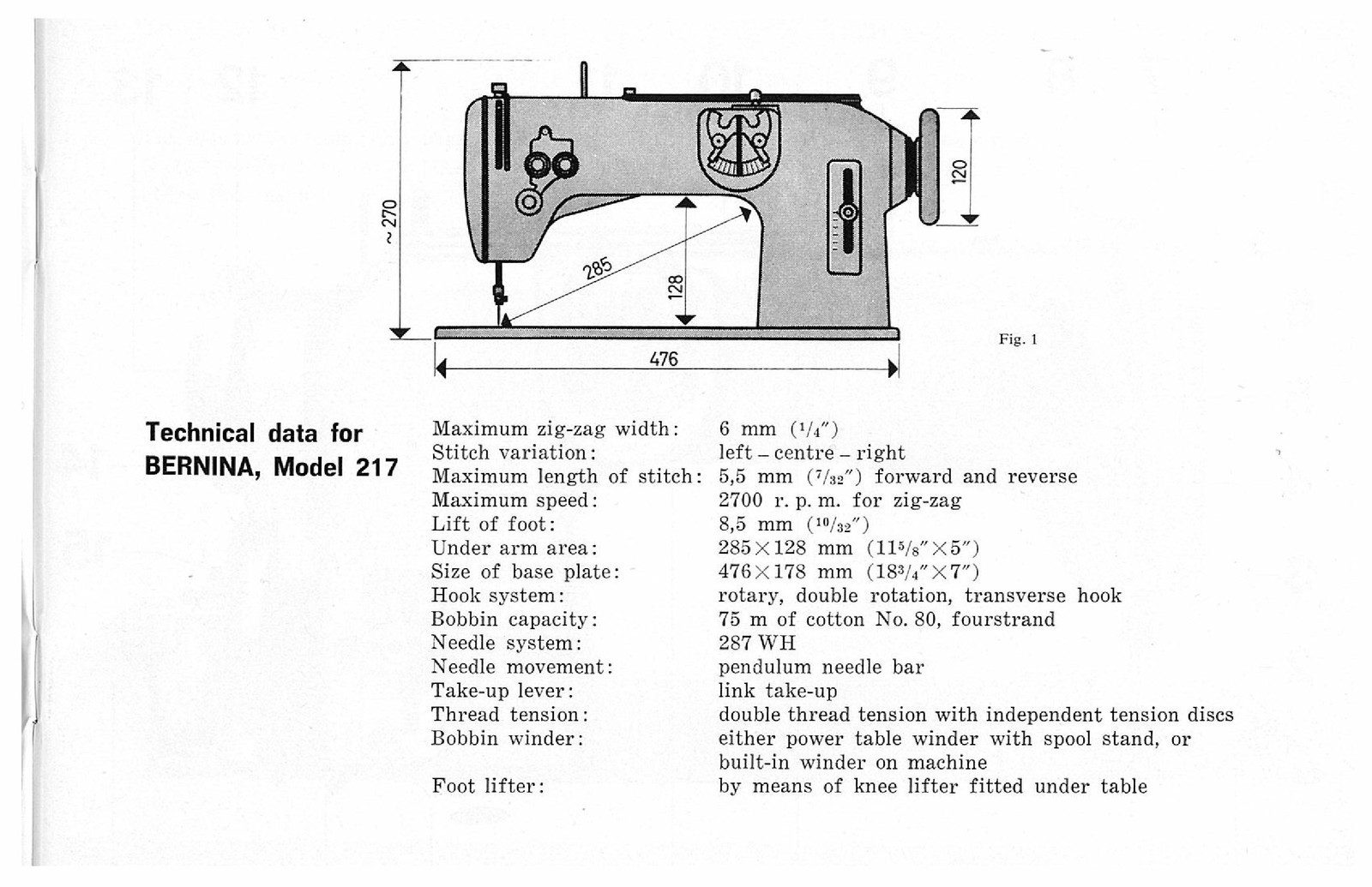 BERNINA 217 Instruction Book Manual – STEEL WIRE CLOSURE – TOUGH COVERS