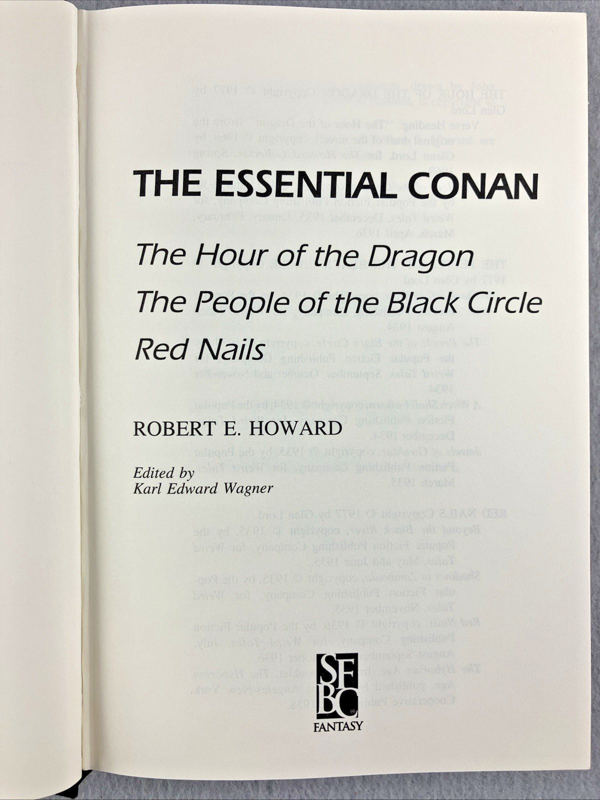 The Essential Conan by Robert E Howard SFBC Fantasy Hardcover 1998 1st Print