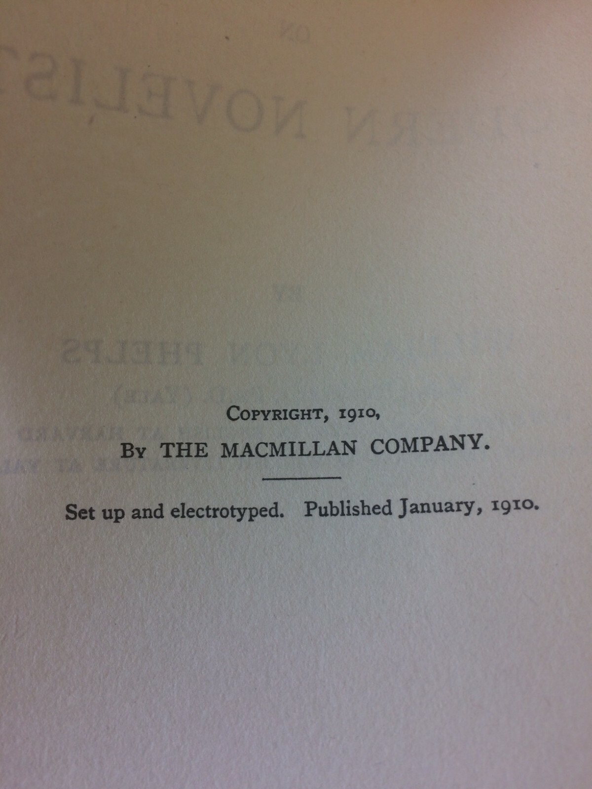 VINTAG, Essays on Modern Novelists by William Lyon Phelps 1910 1st Ed HC