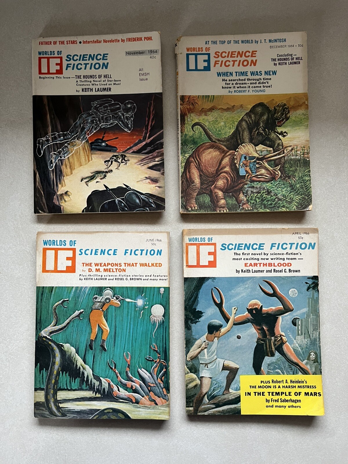 WORLDS OF IF Lot of 4 Science Fiction VTG 1964 1966 Laumer Mcintosh Brown Young