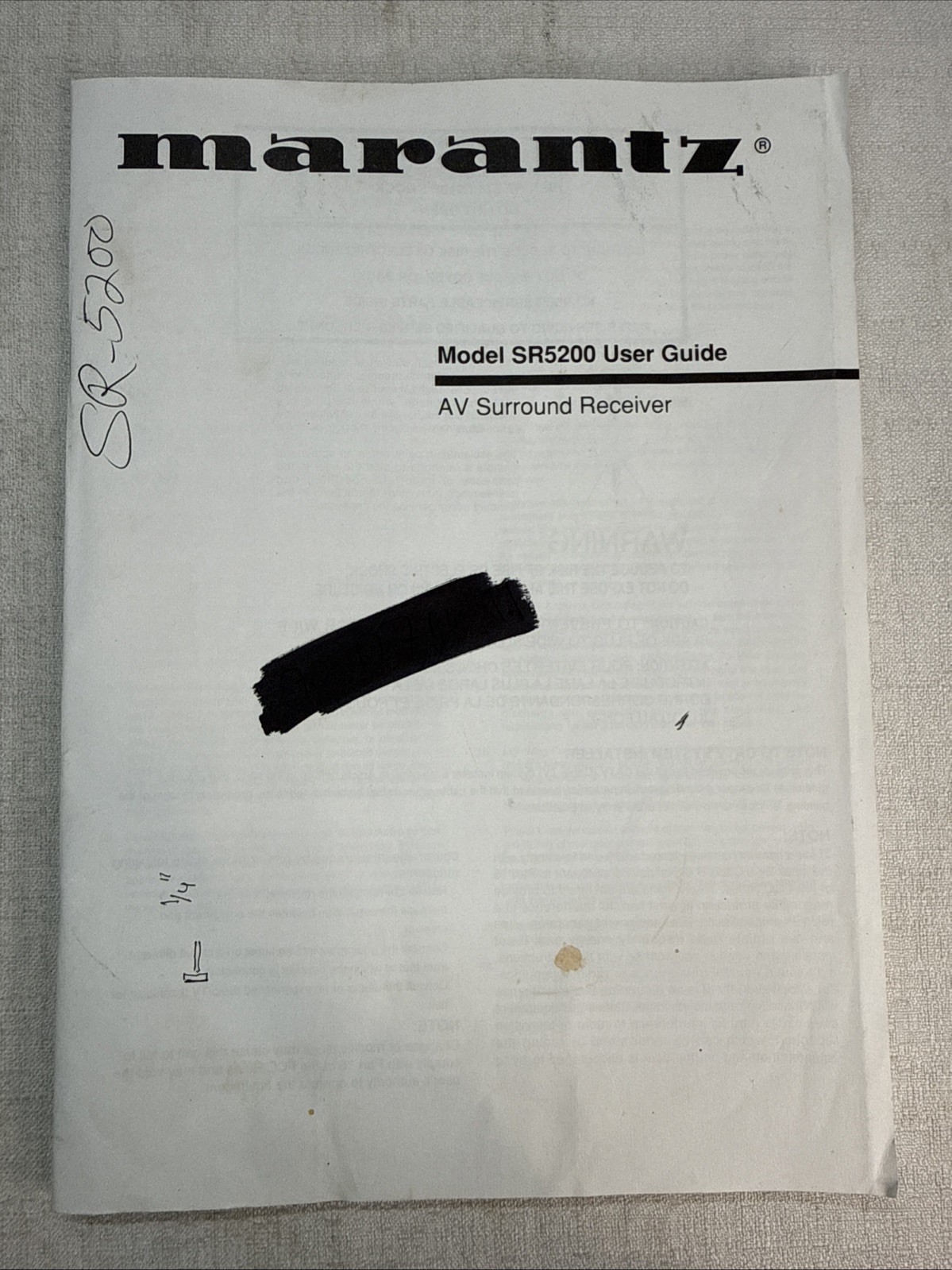 Vintage Marantz User Guide Model Number SR5200
