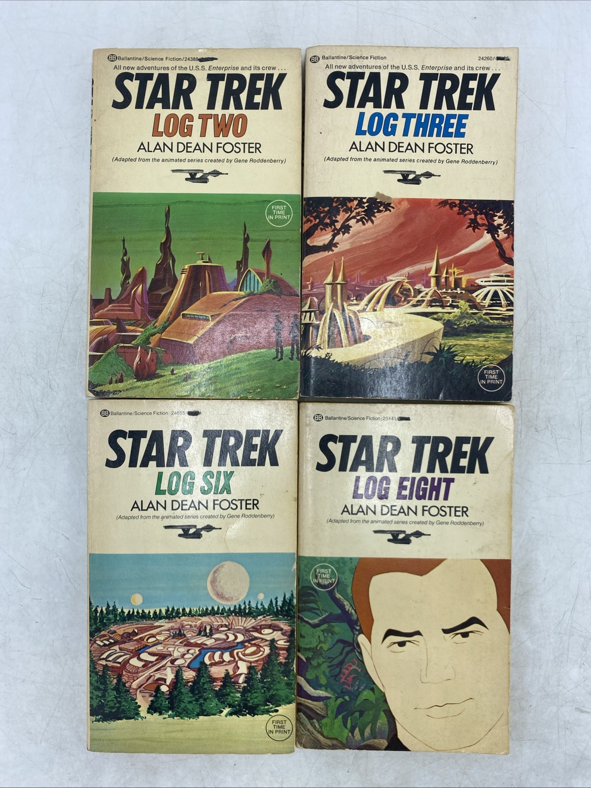 Star Trek TOS Ballantine Books, Alan Dean Foster, 1970s Log Books: 2, 3, 6, 8