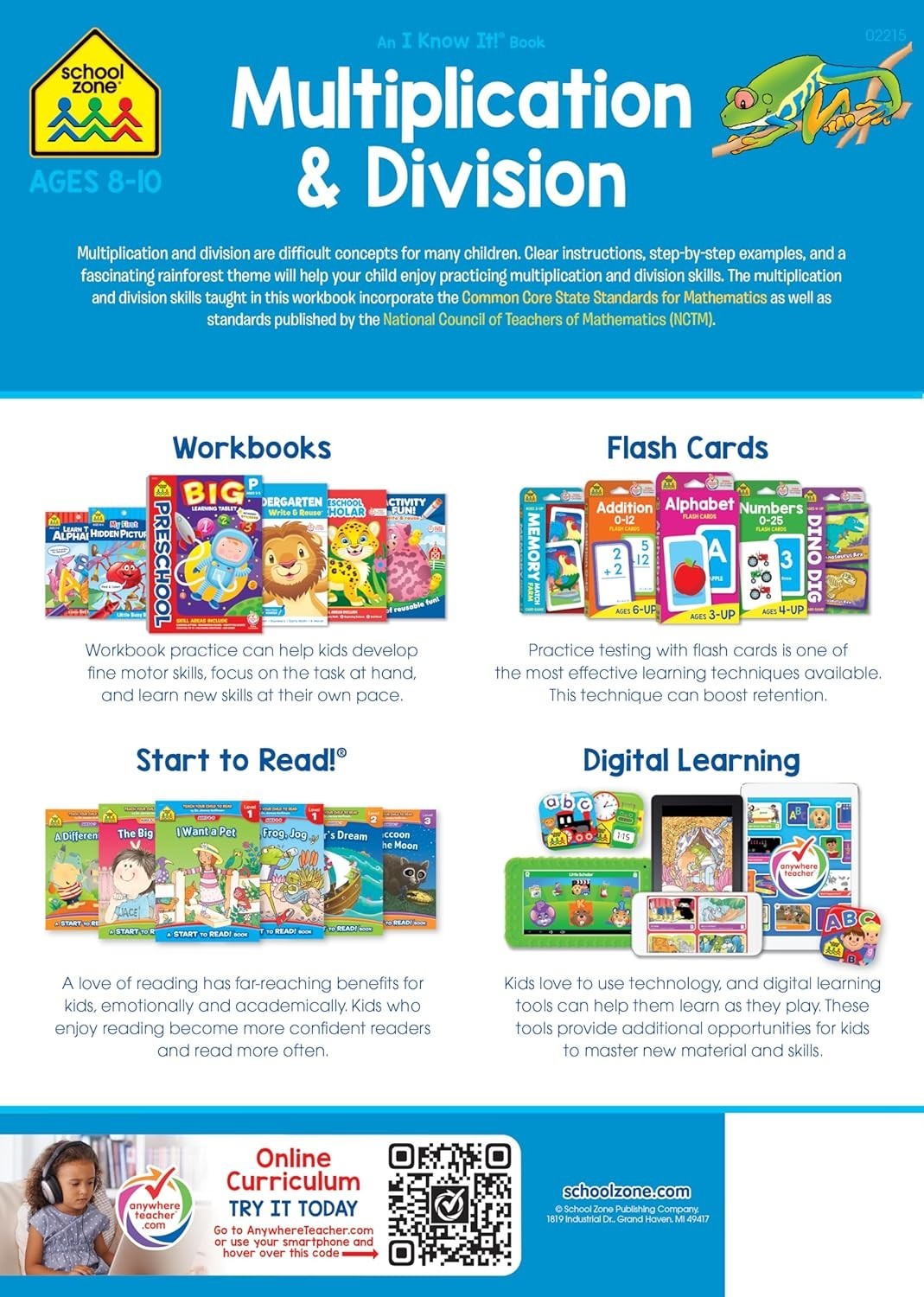3rd 4th Grade Math Workbook Multiplication Practice Book for Kids Ages 8 to 10