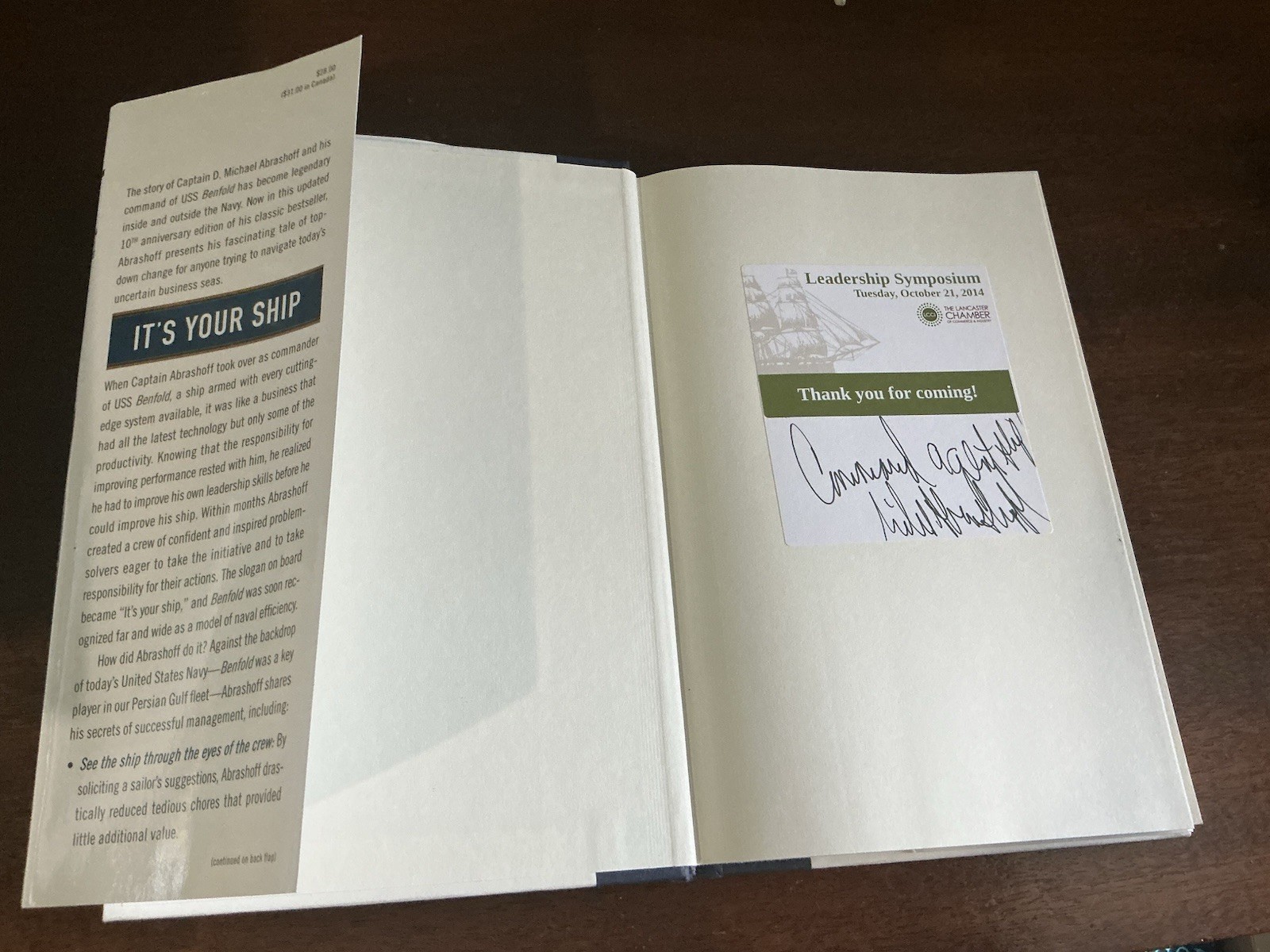 It’s Your Ship CAPTAIN D MICHAEL ABRASHOFF Navy Hardcover SIGNED Like New