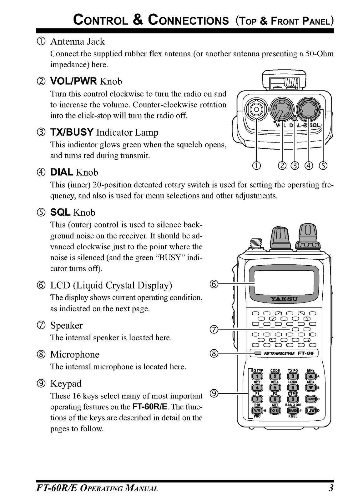 Yaesu FT-60R/E Transceiver Instruction Owner’s User Manual Operating Guide