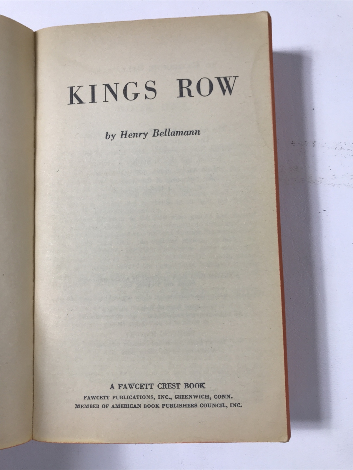 Kings Row – Henry Bellamann (Paperback, No Date)
