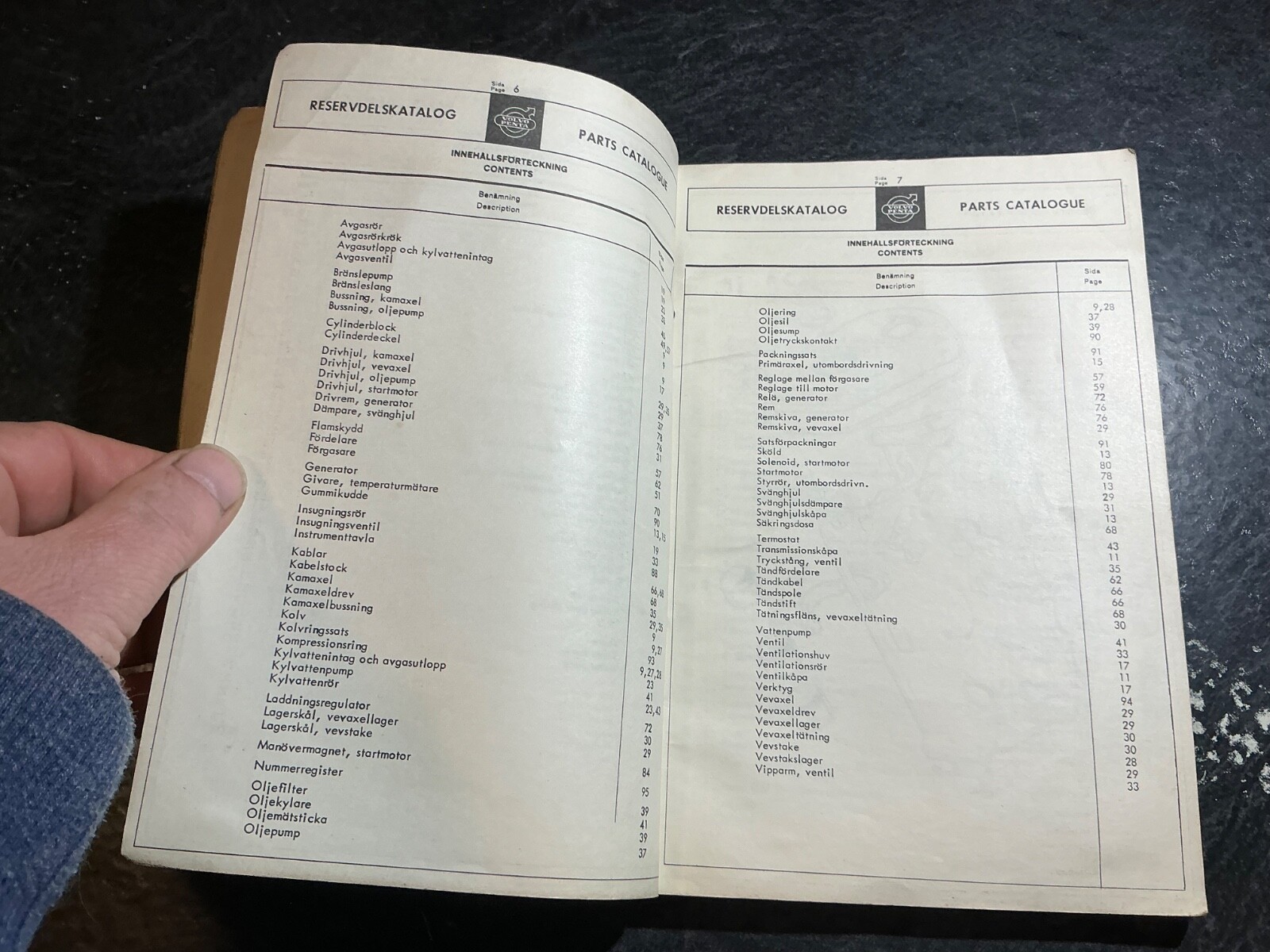 Volvo Penta Aquamatic 100 Engine Unit Parts Catalogue AQ100 B18 4 Cylinder 1.8L