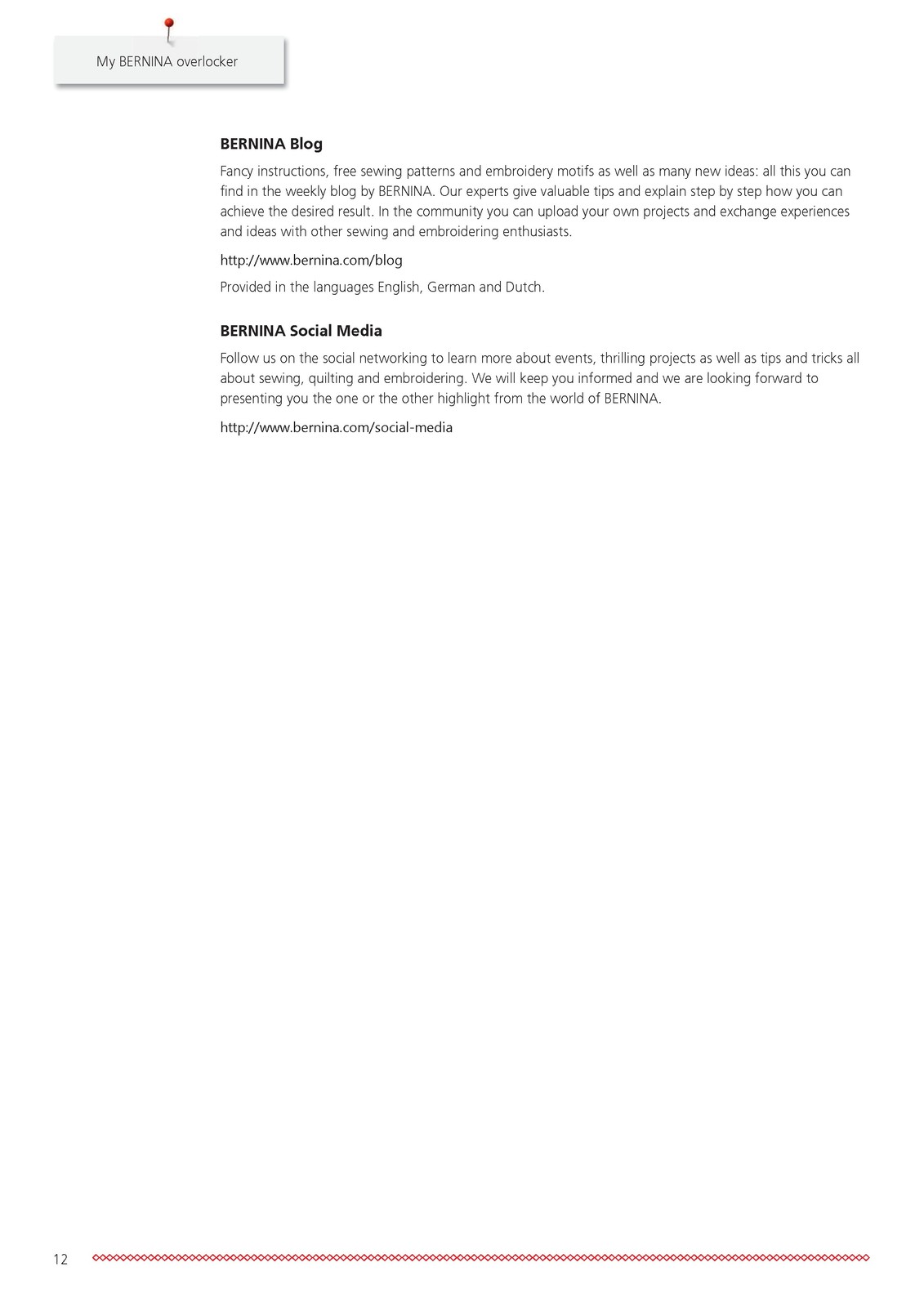 BERNINA L890 Sewing Machine Instructions User Manual CLOSURE – TOUGH COVERED