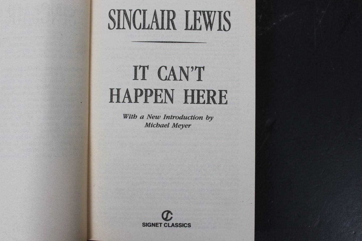 It Can’t Happen Here Sinclair Lewis 2005 Signet Classics Political Dystopian PB