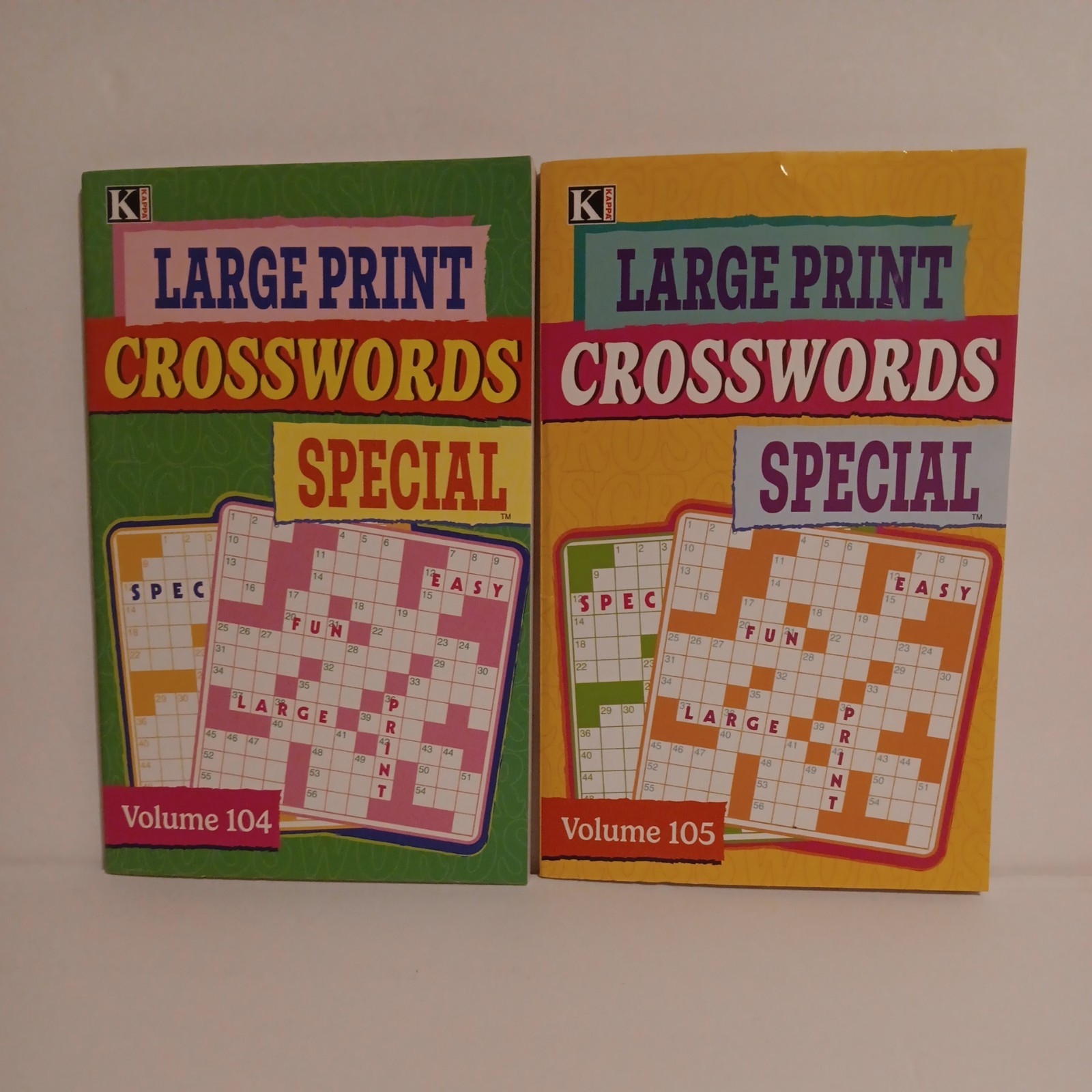 New! Lot Of 2 Kappa Large Print Crosswords Special Volume 104 & 105 DIGEST Size